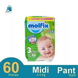 Molfix Belt System Baby Diaper (3 midi Size) (4-9 kg) (60pcs)